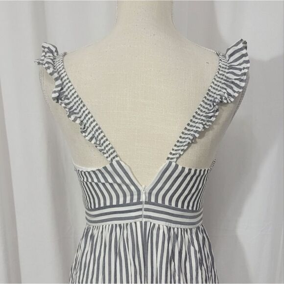 Madewell Striped Ruffle-Strap Empire Dress sz 00 - Picture 7 of 12